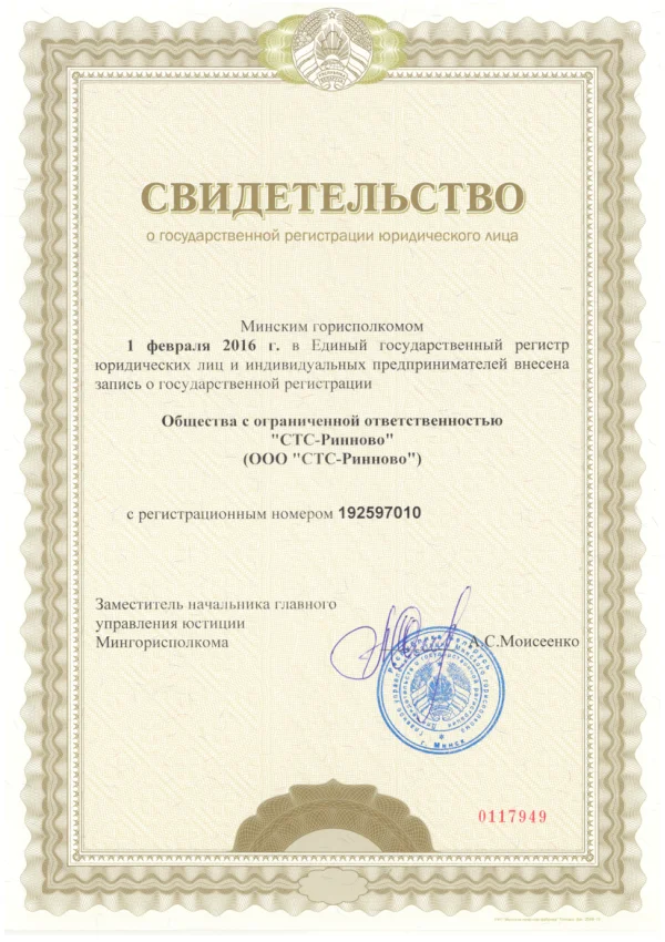 Превью: Свидетельство о государственной регистрации